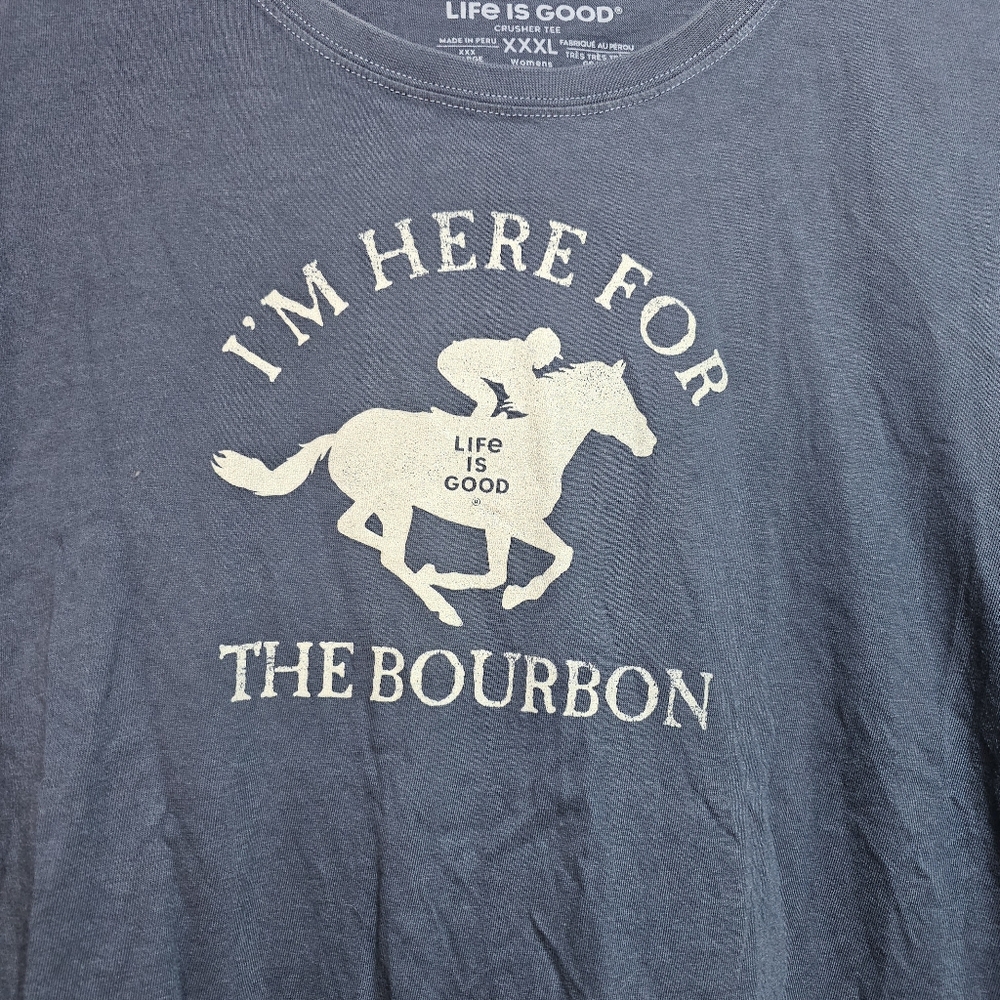 Life Is Good Women's Blue Graphic Crusher T-shirt I'm Here For The Bourbon XXXL. - Picture 3 of 7